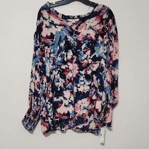Zac & Rachel Pink and Blue Floral Blouse